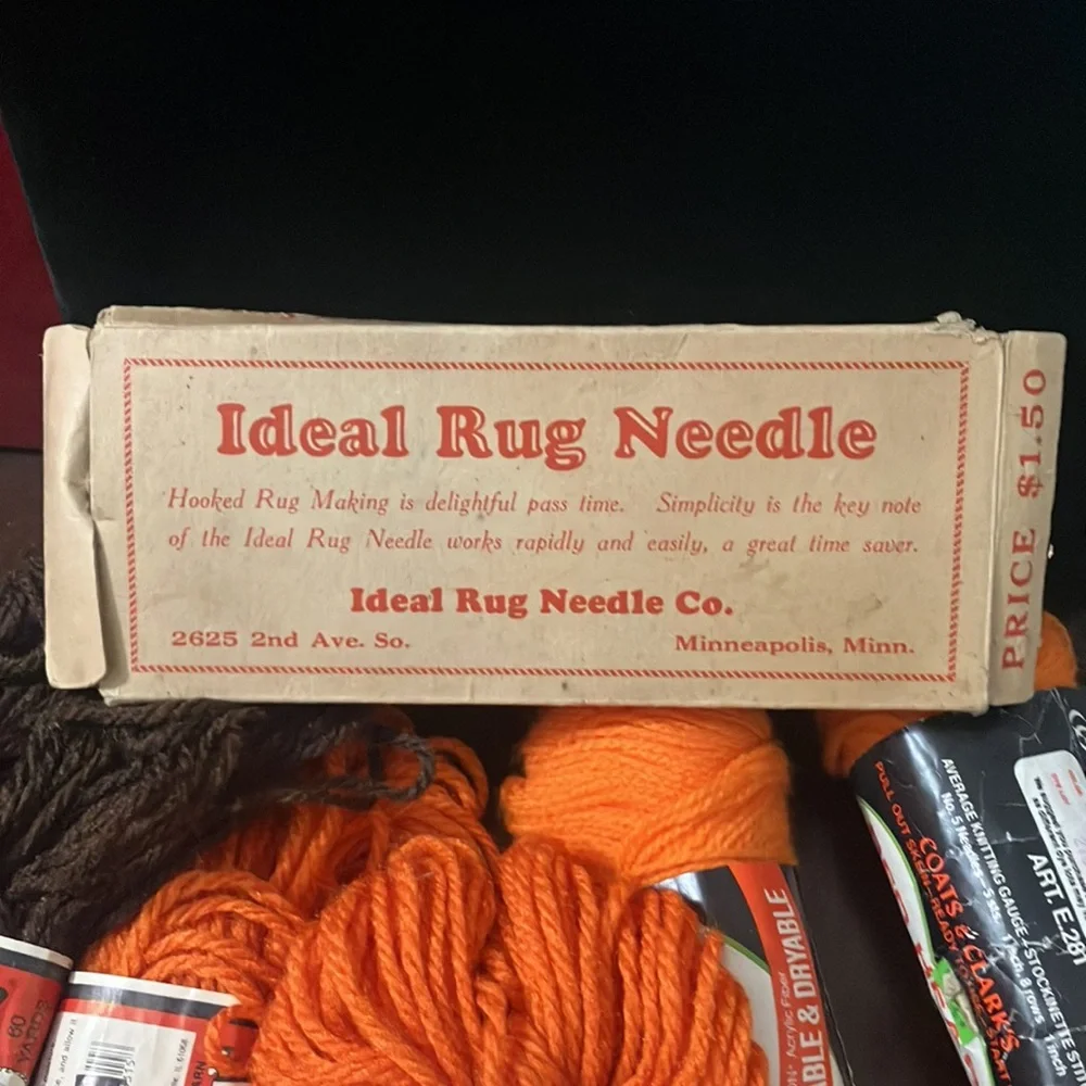 Vintage Rug Yarn and Needle Lot